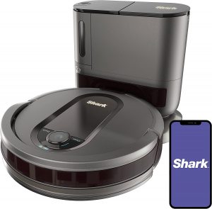 Shark AV911S EZ Robot Vacuum with Self-Empty Base, Bagless, Row-by-Row Cleaning, Perfect for Pet Hair, Compatible with Alexa, Wi-Fi, Gray